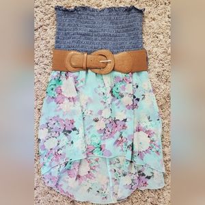 Strapless High Low Top with Belt